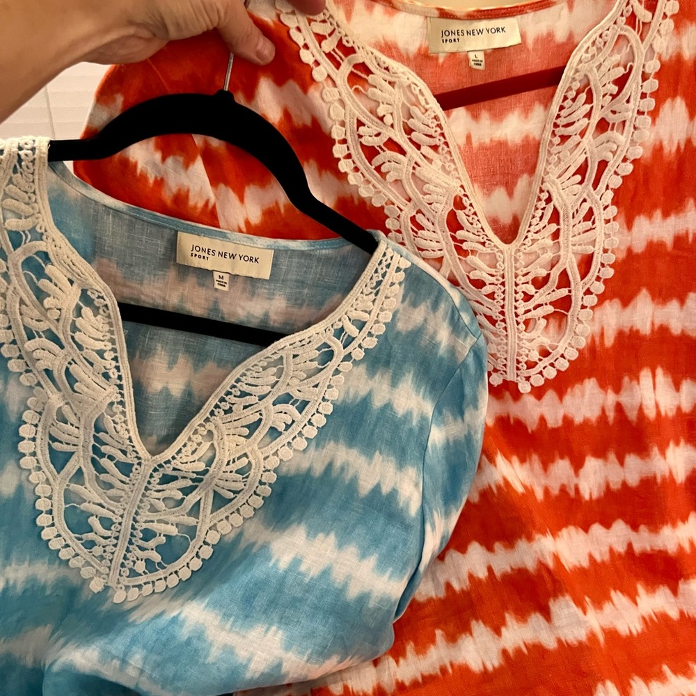 Jones New York periwinkle tunic in Medium 100% linen